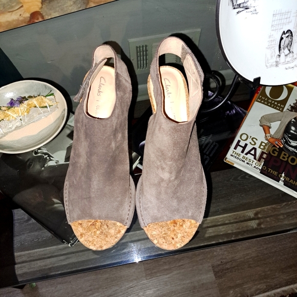 Clark Suede Wedges. - Picture 1 of 7